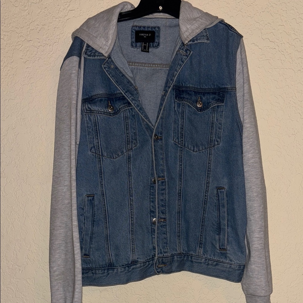 Forever 21 Blue Denim Jacket with Black Label